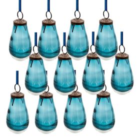 2" x 2" x 3.7" Luster Tear Drop Ornament, Glass Decorative Hanging Christmas Tree Ornaments for Holiday Party Decorations, Set of 12 (Color: as Pic)