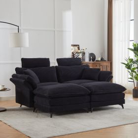 [New] Deep Seat Sectional Sofa, Comfortable Cloud Sofa with Ottomans, loveseat or 4-seater Sofa (Color: as Pic)