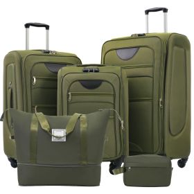 Softside Luggage Expandable 3 Piece Set Suitcase with Duffel Bag Upright Spinner Softshell Lightweight Luggage Travel Set (Color: as Pic)