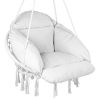 VEVOR Hammock Swinging Chair Macramé Hanging Chair with Cushion Indoor & Outdoor