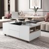 Modern Lift Top Coffee Table Multifunctional Table with Drawers & Shelves