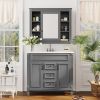 36'' Bathroom Vanity with Top Sink, Grey Mirror Cabinet, Modern Bathroom Storage Cabinet with 2 Soft Closing Doors and 2 Drawers