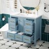 36'' Bathroom Vanity with Resin Sink Combo, Solid Wood Frame Bathroom Storage Cabinet, Freestanding Vanity Set with 5 Drawers& Soft Closing Doors