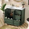 36inch Bathroom Vanity with Sink, Solid Wood Freestanding Bathroom Vanities with 4 Storage Drawers and Shelf, Soft Closing Doors