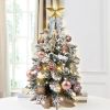 22in Mini Christmas Tree with Light Artificial Small Tabletop Christmas Decoration with Flocked Snow