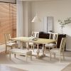 Traditional 6-Piece 78inch Trestle Extendable Dining Table Set with One 18inch Removable Leaf, Padded Dining Chairs and Bench