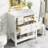 30'' Bathroom Vanity with Resin Sink Combo, Free Standing Single Vanity Set with 5 Drawers, Solid Wood Frame Bathroom Storage Cabinet