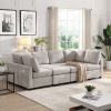 103" Sectional Sofa Couch Sofa Bed U-shaped Sofa with Two Movable Ottoman and Three USB Ports for Living Room