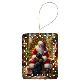 Labrador Retriever and Santa Claus Porcelain Ornament Christmas Tree Hanging Decorations for Home Christmas Holiday, Rectangle, Gift, Multicolor (Default: Default)