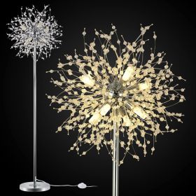 Bedroom Crystal Floor Lamp,,69 Inch High Pole Lamp,Modern Room Decorative Floor Lamp,Includes 32 Fireworks Crystal Suspenders, Chrome Finish Unavailab (Option: Argent)