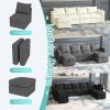 Livelylodge Modular Sectional Sofa with Wooden Frame and Pull-Out Bed, Convertible Couch for Living Room, Available in Black, White, and Gray