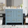 36'' Bathroom Vanity with Resin Sink Combo, Solid Wood Frame Bathroom Storage Cabinet, Freestanding Vanity Set with 5 Drawers& Soft Closing Doors