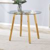 Modern Luxurious Round Tempered Glass Dining Table with Gold 7-Shaped Metal Legs,suitable for family meals, office conferences