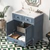 30'' Bathroom Vanity with Resin Sink,Solid Wood Frame Bathroom Storage Cabinet with Soft Closing Doors,Retro Style