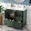 36inch Bathroom Vanity with Sink, Solid Wood Freestanding Bathroom Vanities with 4 Storage Drawers and Shelf, Soft Closing Doors