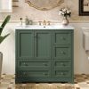 36inch Bathroom Vanity with Sink, Solid Wood Freestanding Bathroom Vanities with 4 Storage Drawers and Shelf, Soft Closing Doors