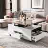 Modern Lift Top Coffee Table Multifunctional Table with Drawers & Shelves