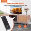 VEVOR Rattan TV Stand, Mid Century Modern TV Stand for 65 inch TV, Boho Rattan TV Cabinet with Build-in Socket and USB Ports