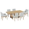 Rustic 7-Piece 76.4 inch Extendable Dining Table Set with 18 inch Removable Leaf, 2 Arm Chairs and 4 Armless Chairs