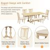 Traditional 6-Piece 78inch Trestle Extendable Dining Table Set with One 18inch Removable Leaf, Padded Dining Chairs and Bench