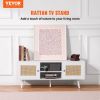 VEVOR Rattan TV Stand, Boho TV Cabinet for 55 inch TV, Mid Century Modern TV Stand, Rattan TV Console with Adjustable Shelfs for Living Room