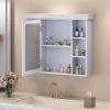 35'' x 28'' Wall Mounted Bathroom Storage Cabinet with Mirror Door, Modern Bathroom Wall Cabinet with Mirror, Medicine Cabinet with 6 Open Shelves