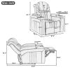 PU Leather Power Recliner Home Theater Recliner with Power Adjustable Headrest, Wireless Charging Device, USB Port, Storage Arms