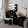 Large Makeup Vanity with Lights, Vanity Table with Charging Station, Vanity Desk with Mirror and 10 LED Light Bulbs