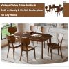 Vintage 7-Piece Dining Table Set with 6 Dining Chairs,Kitchen Table Set for 6 with Curved Back and Seat