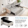 Stylish and Functional Light Chaise Lounge Sectional with Storage Rack Pull-out Bed Drop Down Table and USB Charger