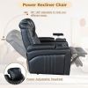 PU Leather Power Recliner Home Theater Recliner with Power Adjustable Headrest, Wireless Charging Device, USB Port, Storage Arms